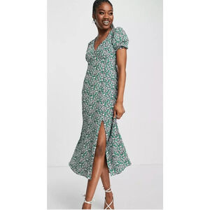 Ever New Melbourne Ditsy Milkmaid Midi Dress size AU14 US 10 empire babydoll